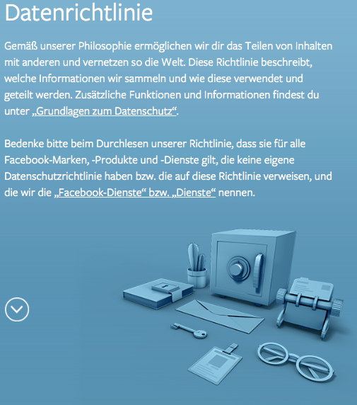 Hier erklärt Facebook die neue Datenrichtlinie.