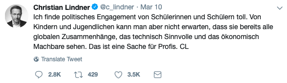 Christian Lindner Tweet Klimaschutz Fridays for Future
