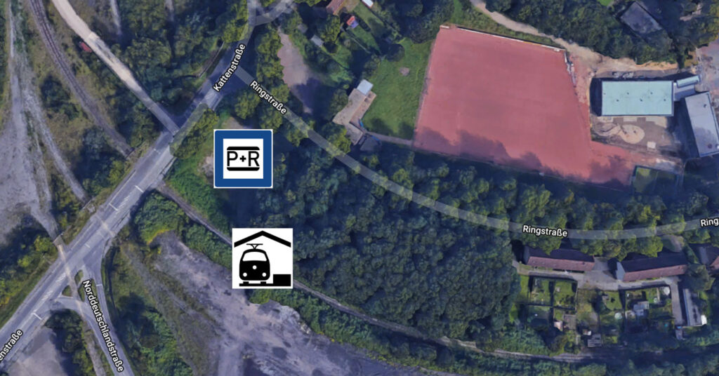 Haltestelle Kattenstraße in Kamp-Lintfort auf dem Satellitenbild